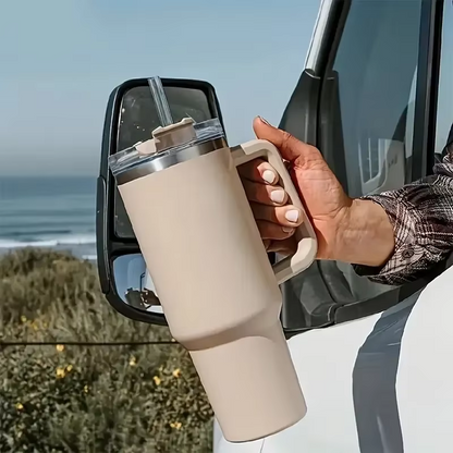 40oz Insulated Travel Mug with Straw and Handle 1200 ml