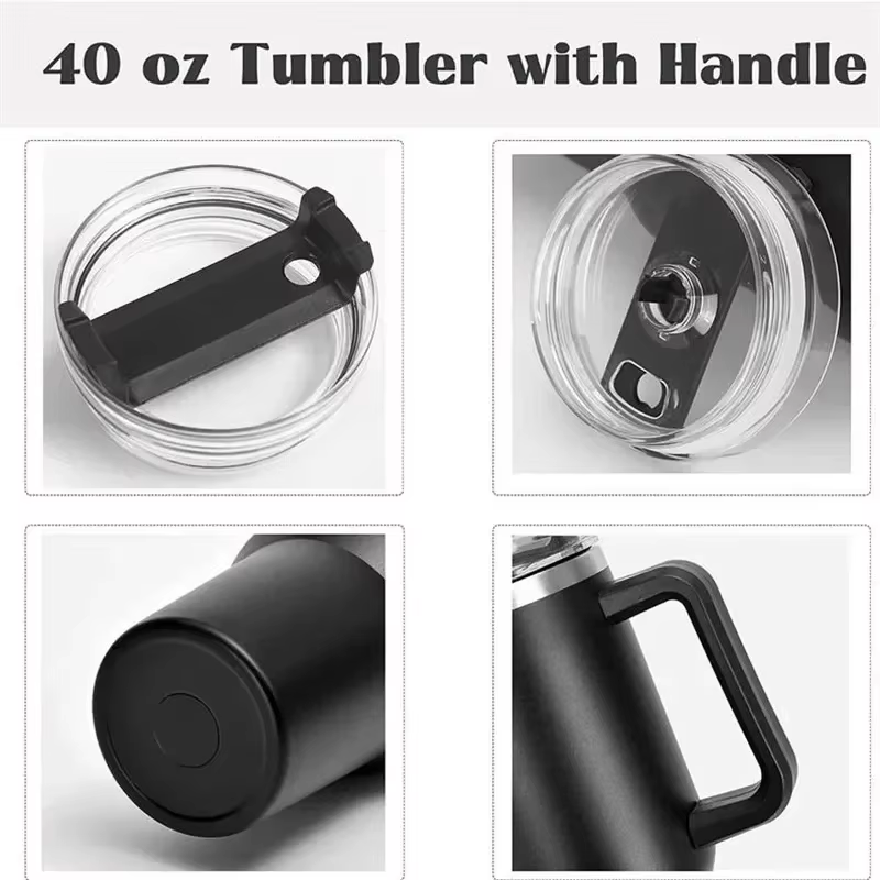 40oz Insulated Travel Mug with Straw and Handle 1200 ml